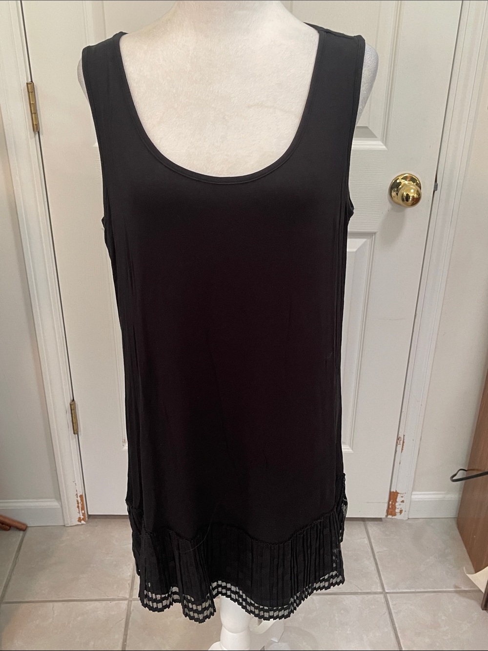 Logo Layers Black Sleeveless Scoop Neck Tank Dress - Women Size XLg